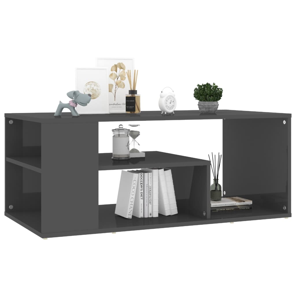 Tavolino da Salotto Grigio Lucido 100x50x40cm Legno Multistrato