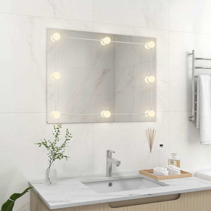 Specchio Parete Rettangolare Senza Cornice con Luci LED Vetro
