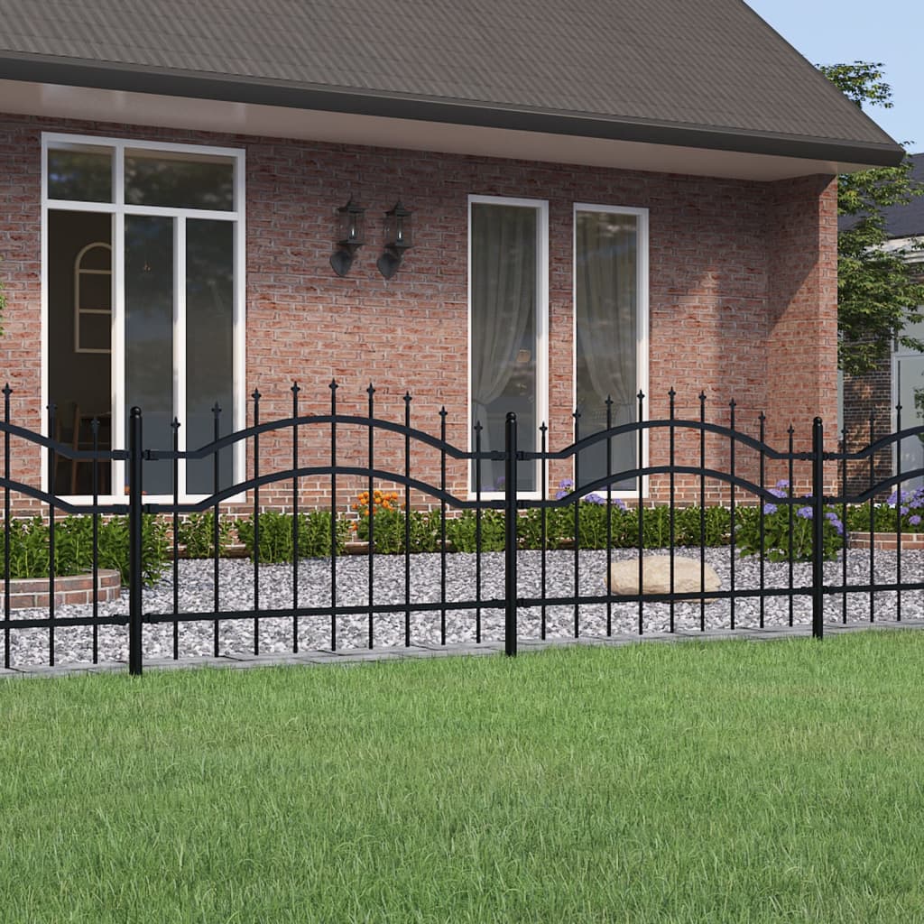 Recinzione da Giardino con Punta a Lancia Nera 115cm Acciaio