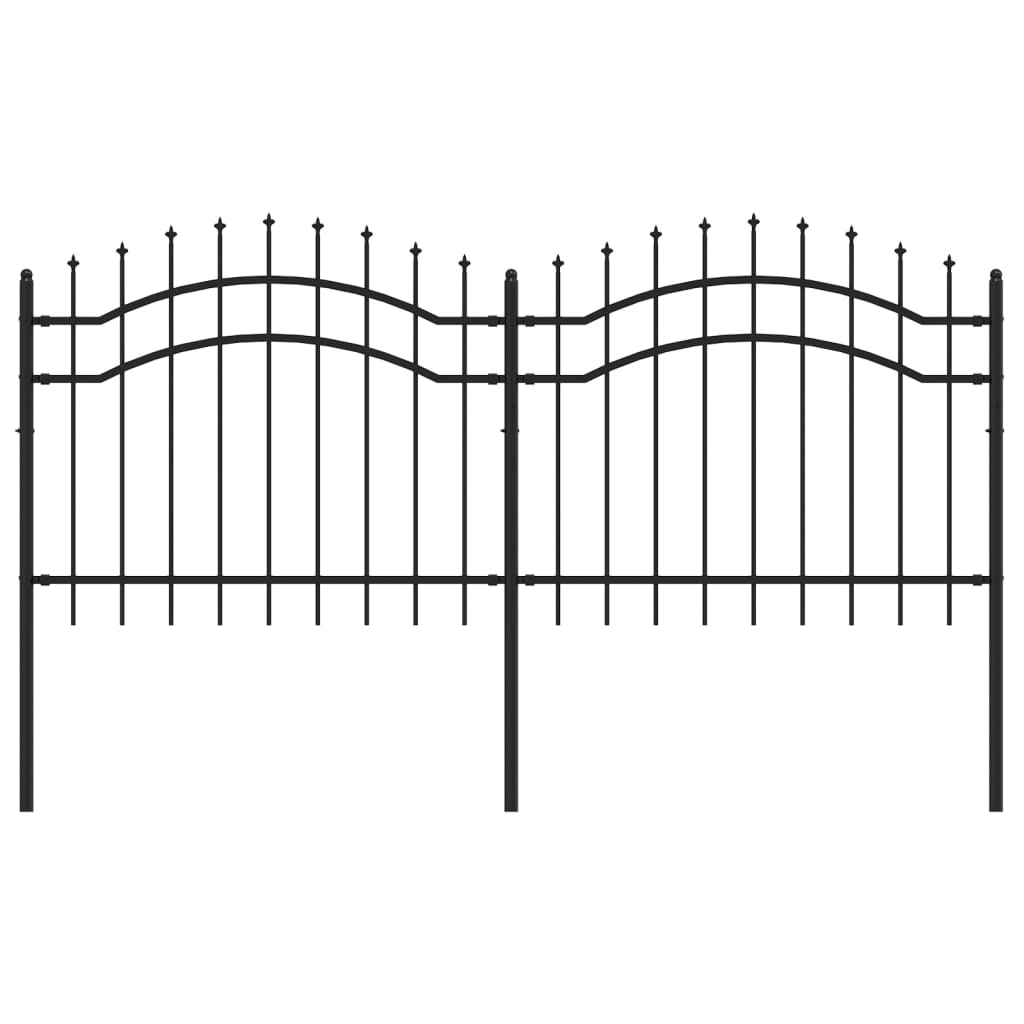 Recinzione da Giardino con Punta a Lancia Nera 140cm Acciaio