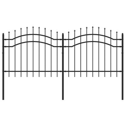Recinzione da Giardino con Punta a Lancia Nera 140cm Acciaio