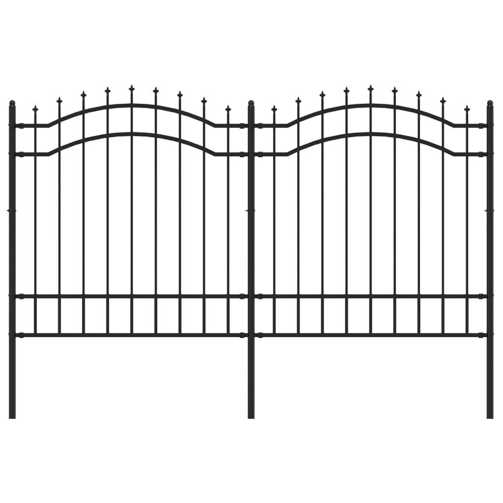 Recinzione da Giardino con Punta a Lancia Nera 165cm Acciaio