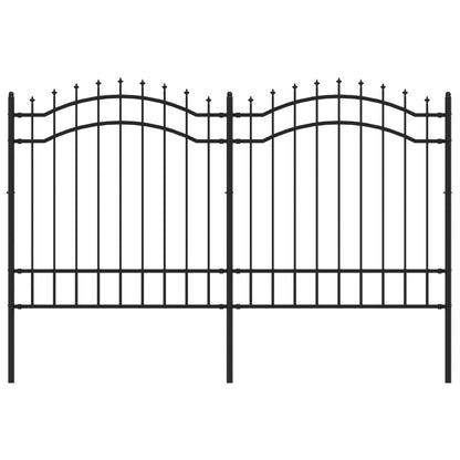 Recinzione da Giardino con Punta a Lancia Nera 165cm Acciaio