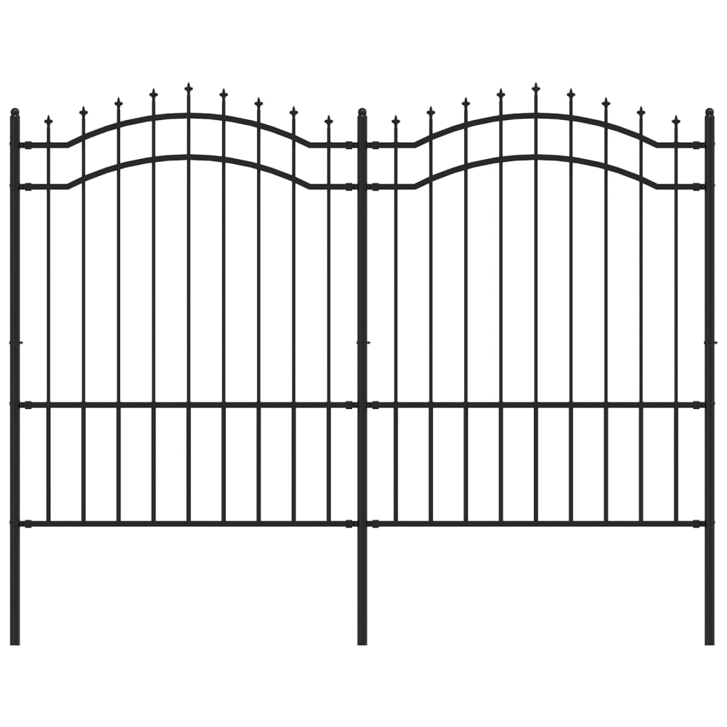 Recinzione da Giardino con Punta a Lancia Nera 190cm Acciaio