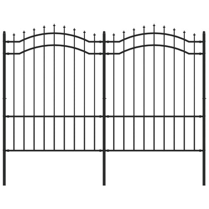 Recinzione da Giardino con Punta a Lancia Nera 190cm Acciaio