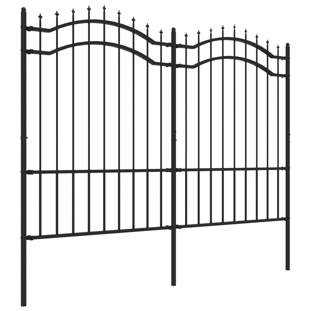 Recinzione da Giardino con Punta a Lancia Nera 190cm Acciaio