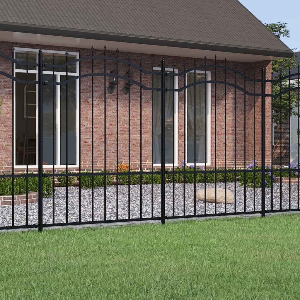 Recinzione da Giardino con Punta a Lancia Nera 190cm Acciaio