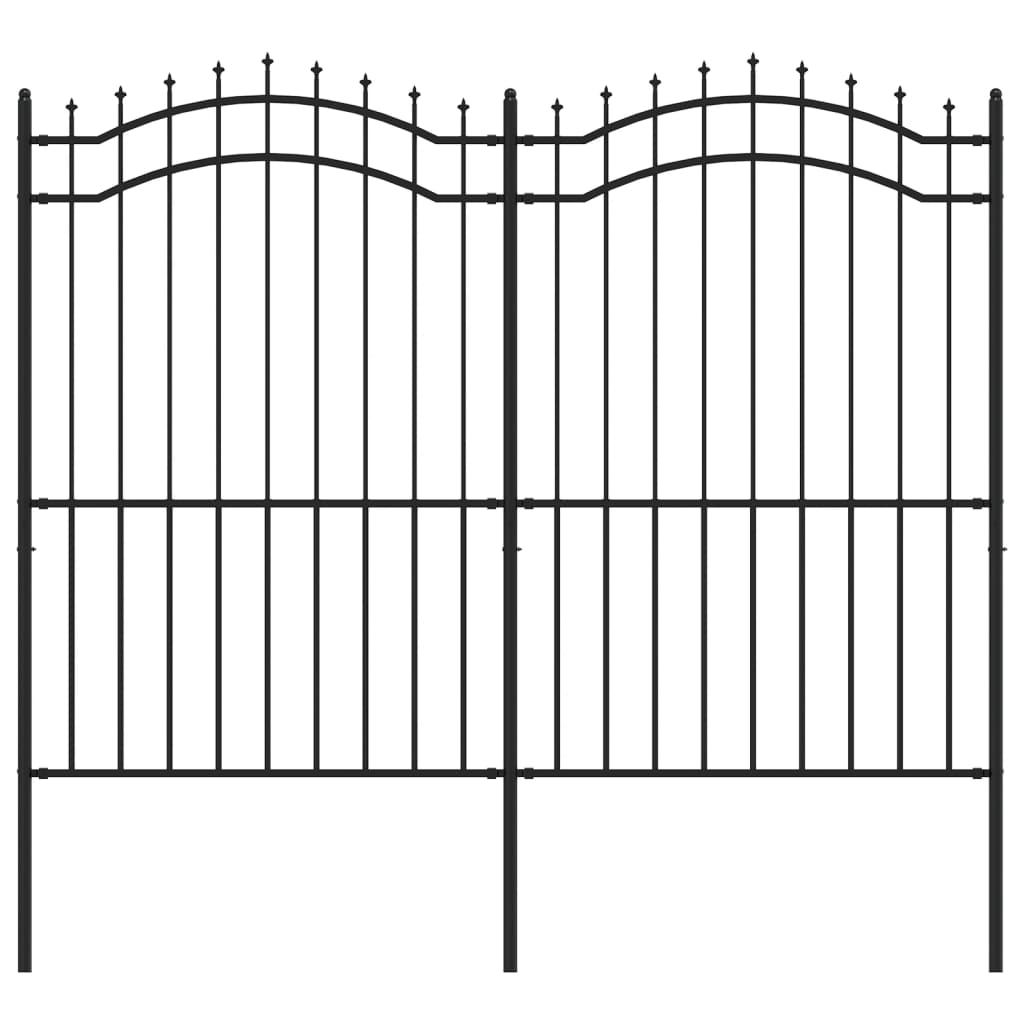 Recinzione da Giardino con Punta a Lancia Nera 222cm Acciaio
