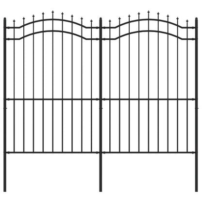 Recinzione da Giardino con Punta a Lancia Nera 222cm Acciaio