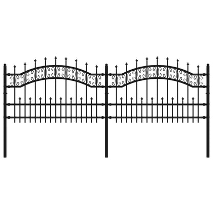 Recinzione da Giardino con Punta a Lancia Nera 115cm Acciaio