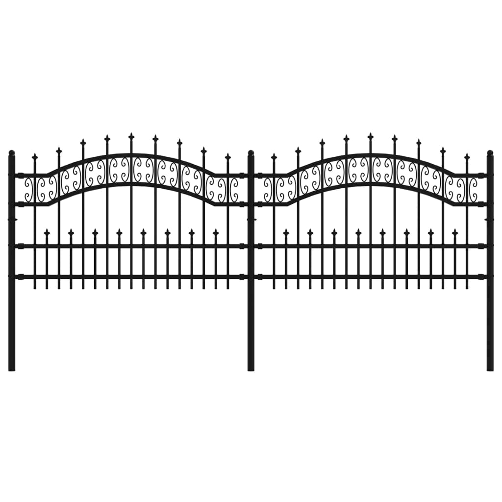 Recinzione da giardino con punta a lancia nera 240x75 cm in acciaio verniciato a polvere