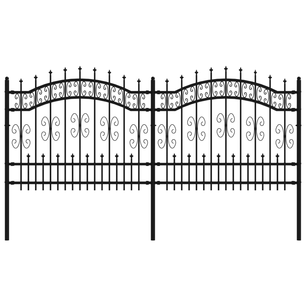 Recinzione da Giardino con Punta a Lancia Nera 140cm Acciaio