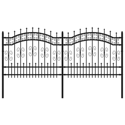 Recinzione da Giardino con Punta a Lancia Nera 140cm Acciaio