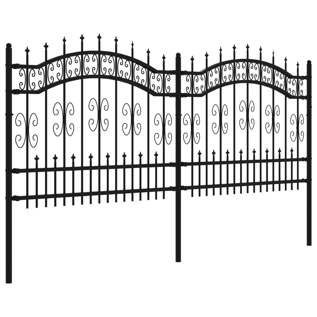 Recinzione da giardino con punta a lancia nera 240x100 cm in acciaio verniciato a polvere