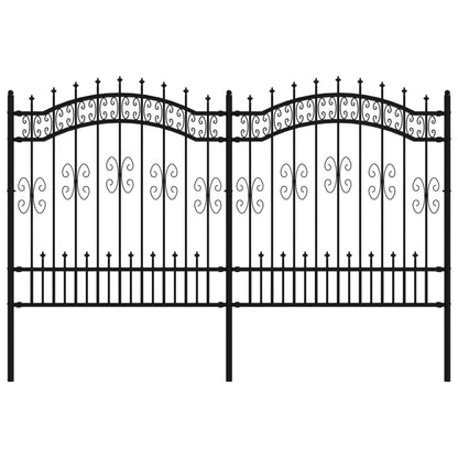Recinzione da Giardino con Punta a Lancia Nera 165cm Acciaio