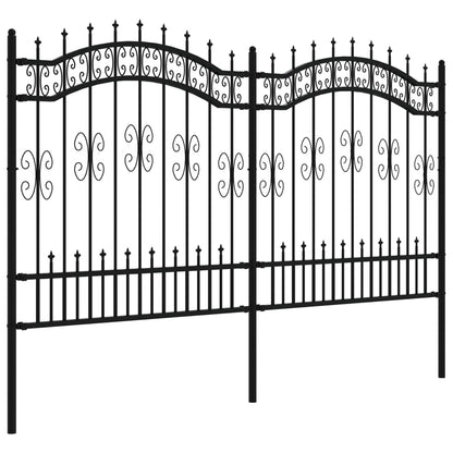 Recinzione da giardino con punta a lancia nera 240x125 cm in acciaio verniciato a polvere