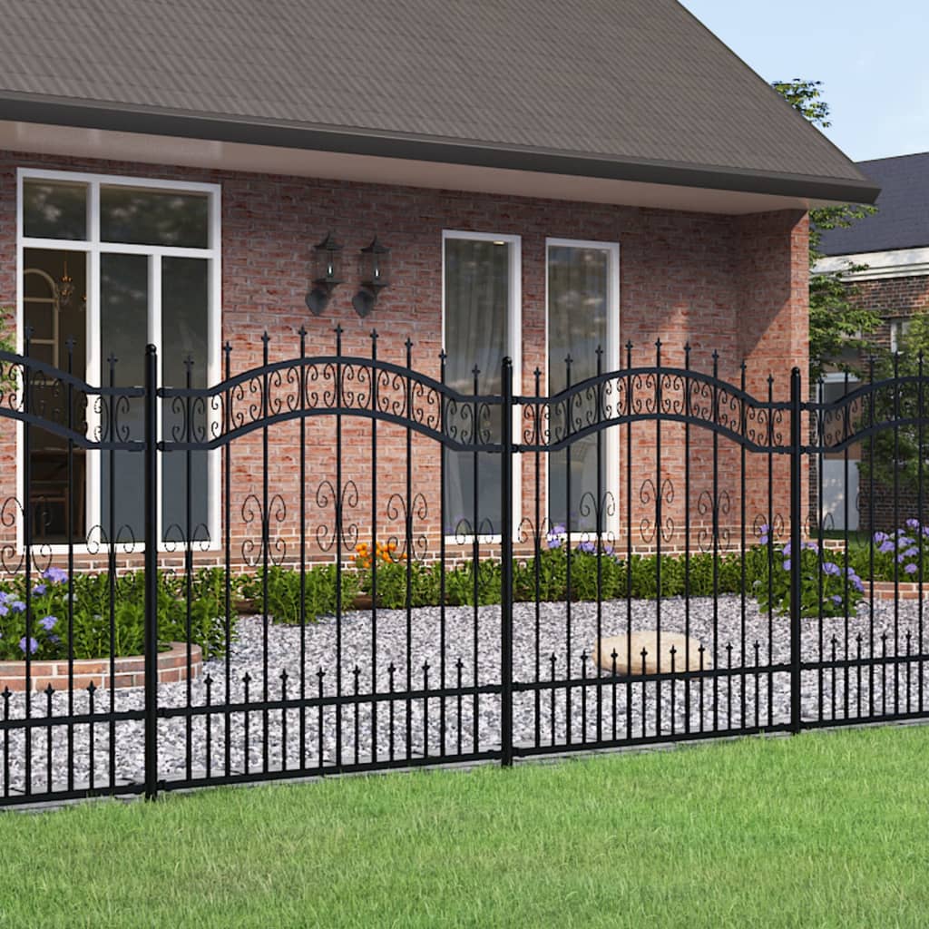 Recinzione da giardino con punta a lancia nera 240x125 cm in acciaio verniciato a polvere