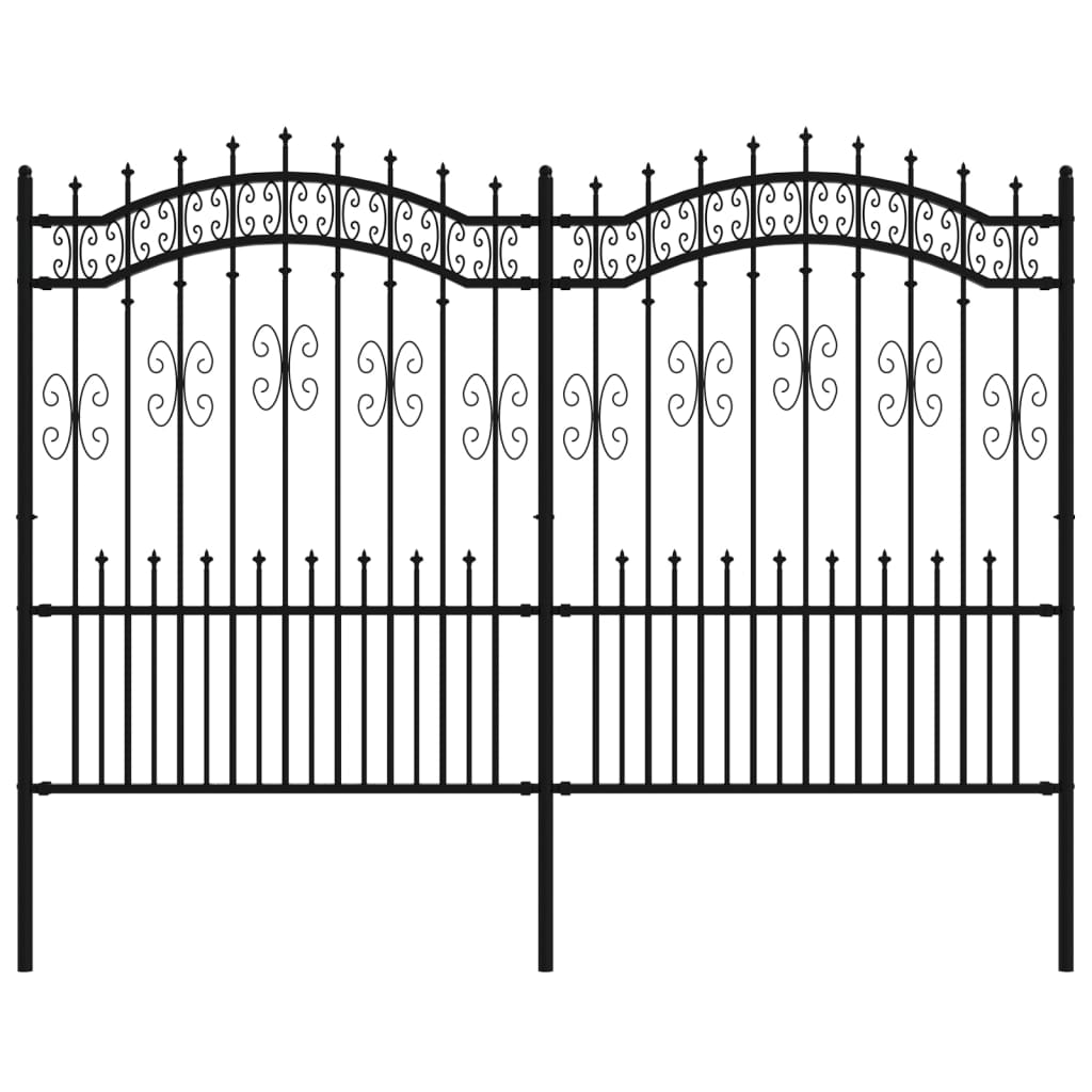 Recinzione da Giardino con Punta a Lancia Nera 190cm Acciaio