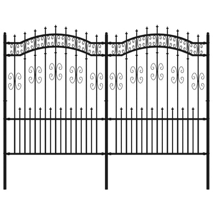 Recinzione da Giardino con Punta a Lancia Nera 190cm Acciaio