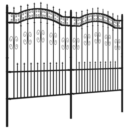 Recinzione da giardino con punta a lancia nera 240x150 cm in acciaio verniciato a polvere