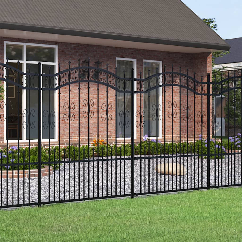 Recinzione da giardino con punta a lancia nera 240x150 cm in acciaio verniciato a polvere