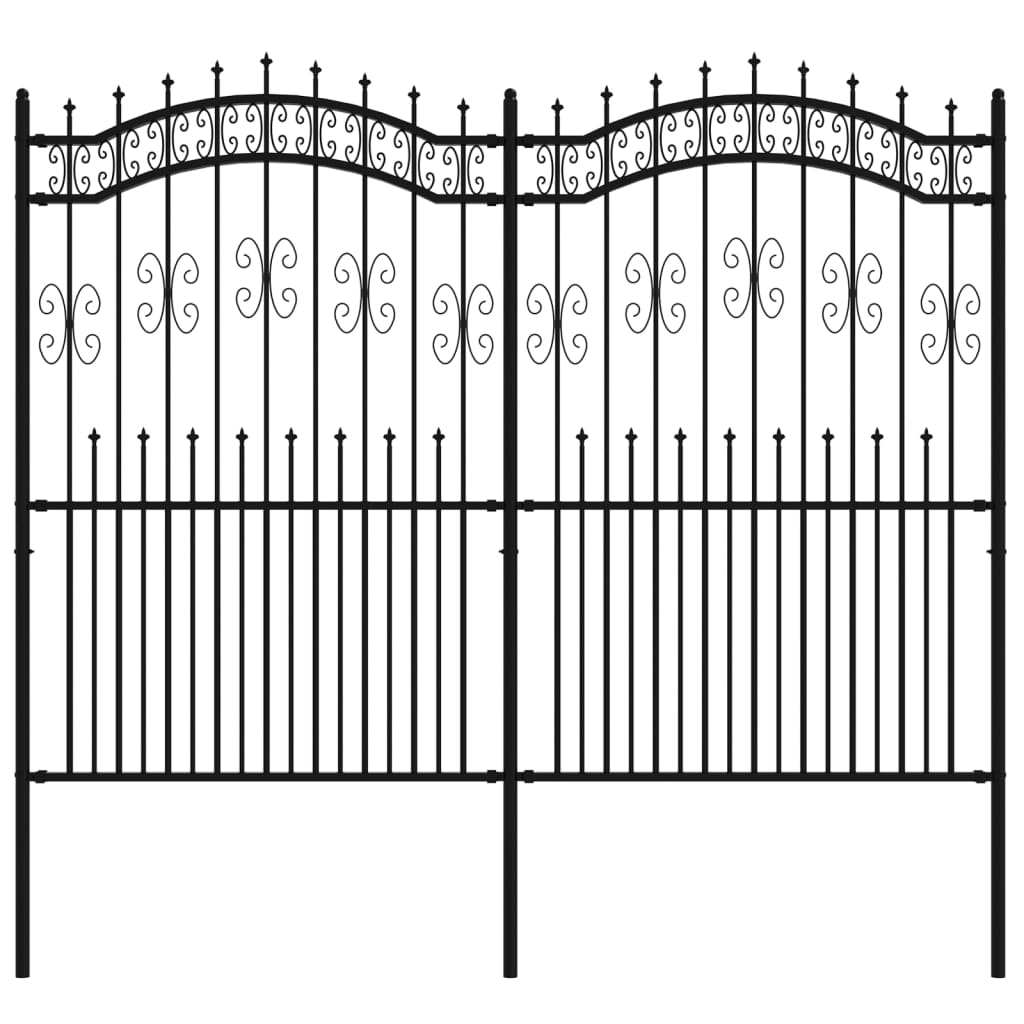 Recinzione da giardino con punta a lancia nera 240x175 cm in acciaio verniciato a polvere