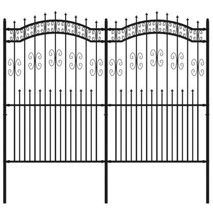 Recinzione da giardino con punta a lancia nera 240x175 cm in acciaio verniciato a polvere