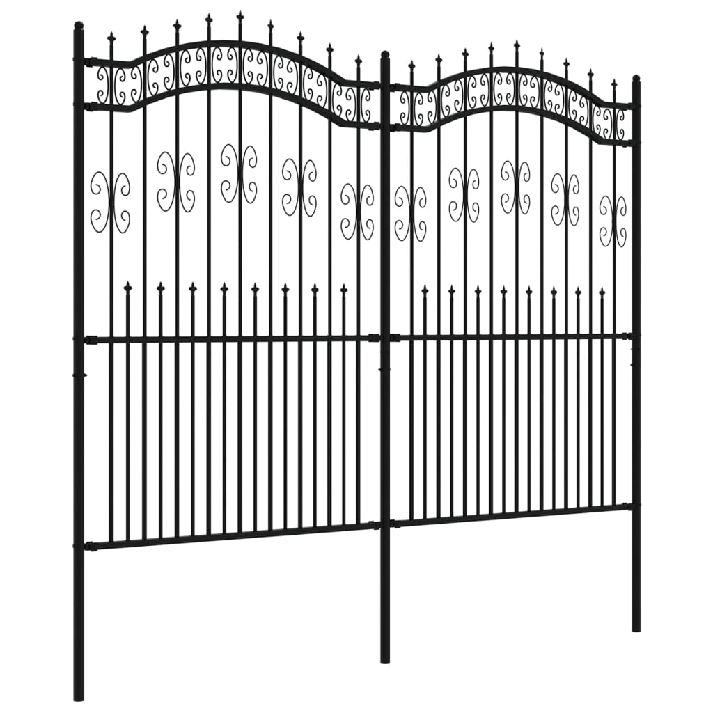 Recinzione da giardino con punta a lancia nera 240x175 cm in acciaio verniciato a polvere