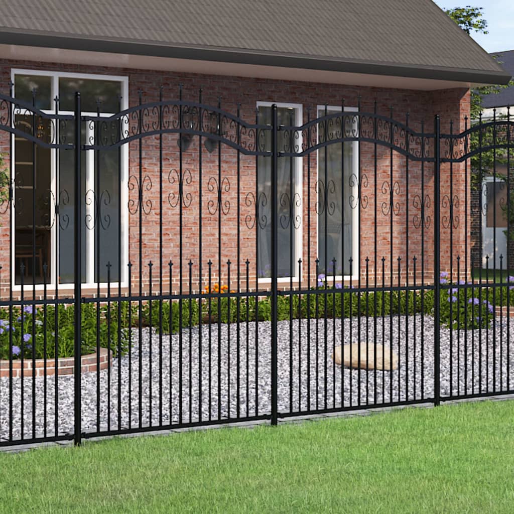 Recinzione da giardino con punta a lancia nera 240x175 cm in acciaio verniciato a polvere