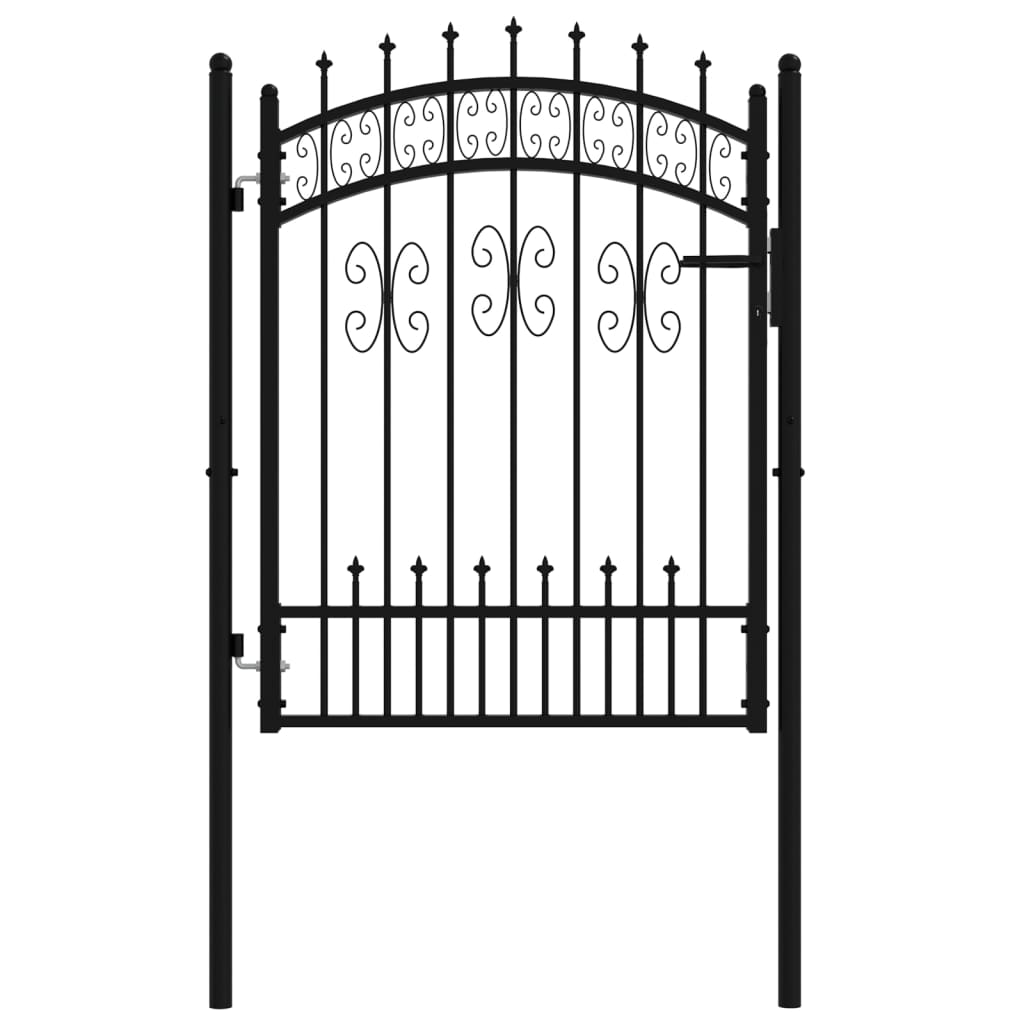 Recinzione Cancello con Punta a Lancia Nera 103x175cm Acciaio
