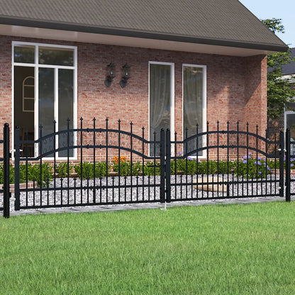 Recinzione Cancello con Punta a Lancia Nera 305x120cm Acciaio