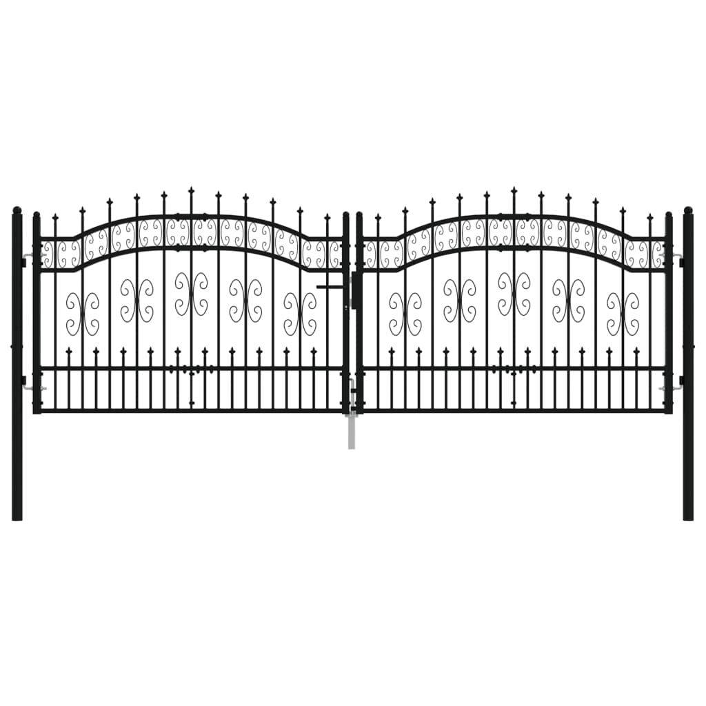Recinzione Cancello con Punta a Lancia Nera 305x151cm Acciaio