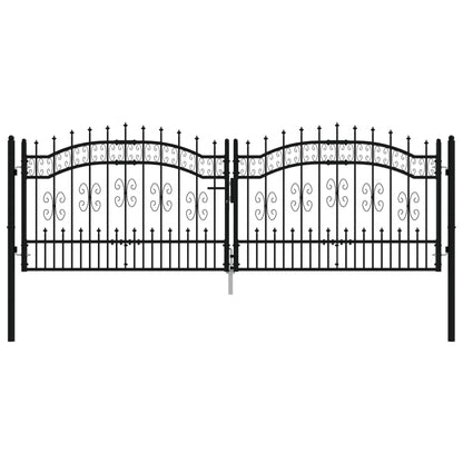 Recinzione Cancello con Punta a Lancia Nera 305x151cm Acciaio