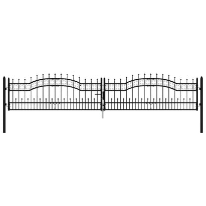 Recinzione Cancello con Punta a Lancia Nera 406x120cm Acciaio