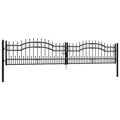 Recinzione Cancello con Punta a Lancia Nera 406x120cm Acciaio