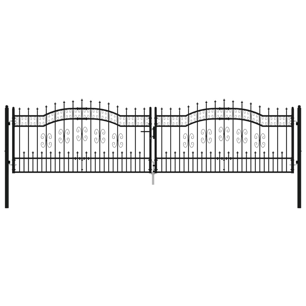 Recinzione Cancello con Punta a Lancia Nera 406x151cm Acciaio