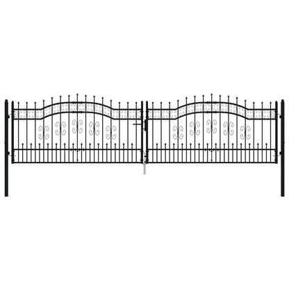 Recinzione Cancello con Punta a Lancia Nera 406x151cm Acciaio