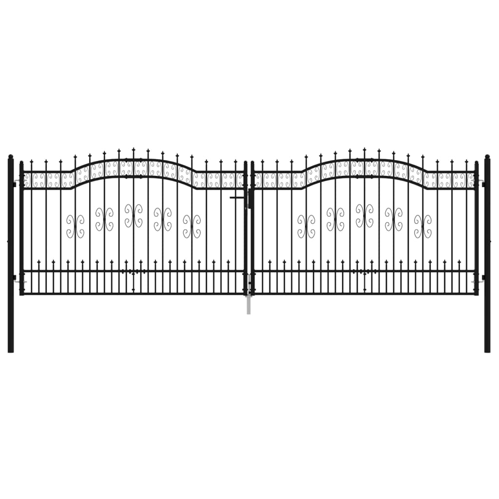 Recinzione Cancello con Punta a Lancia Nera 406x173cm Acciaio