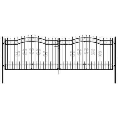 Recinzione Cancello con Punta a Lancia Nera 406x173cm Acciaio