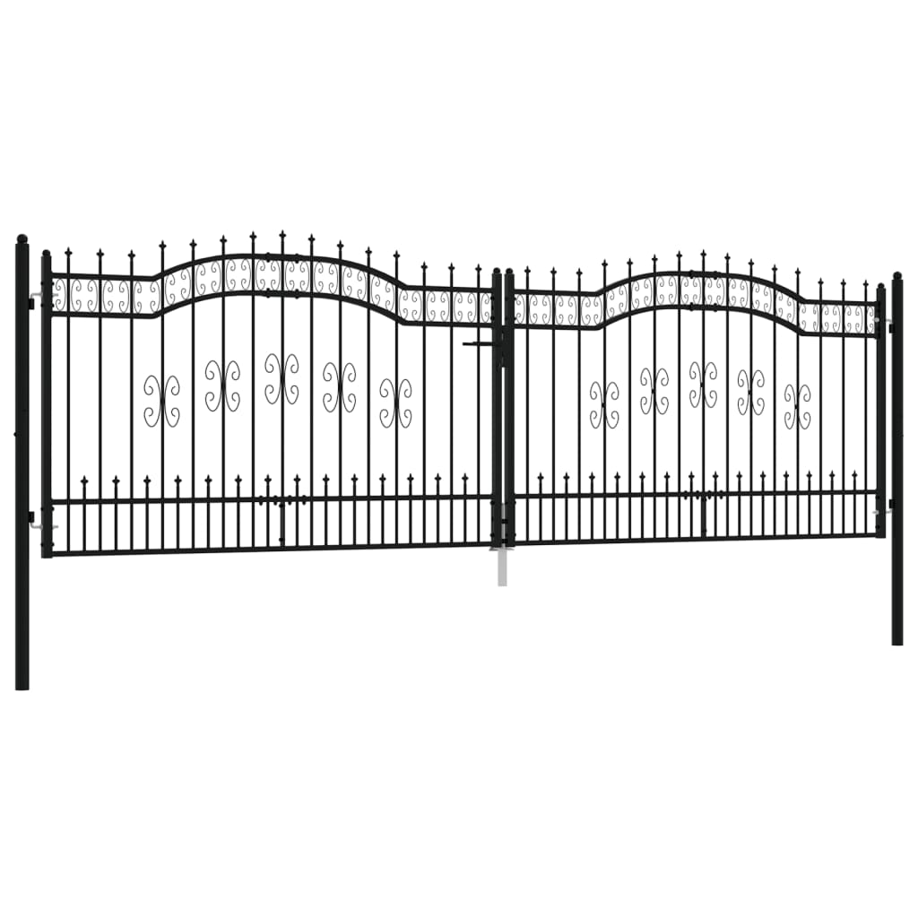 Recinzione Cancello con Punta a Lancia Nera 406x173cm Acciaio