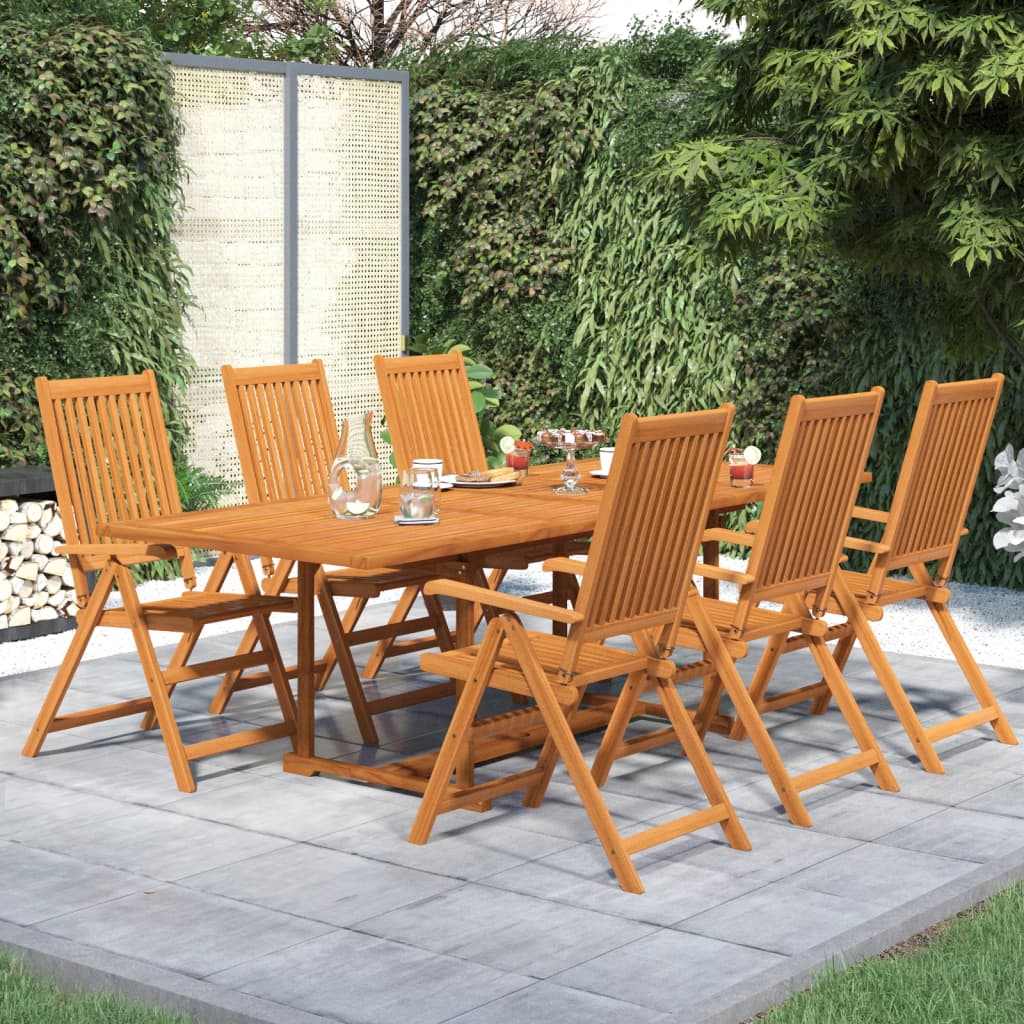 Set Mobili da Pranzo per Giardino 7 pz Legno Massello di Acacia 160-240 cm