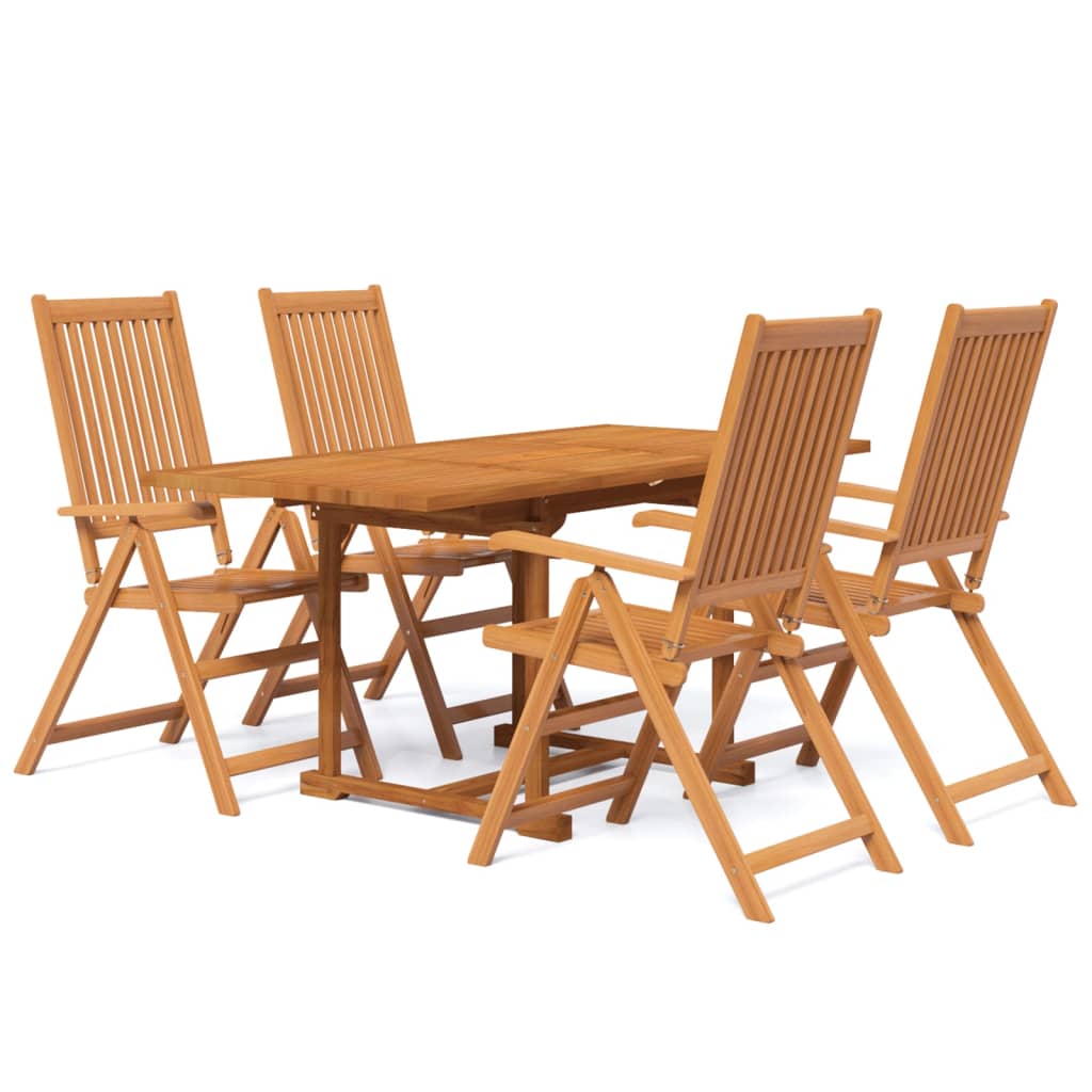 Set Mobili da Pranzo per Giardino 5 pz Legno Massello di Acacia 120-170 cm