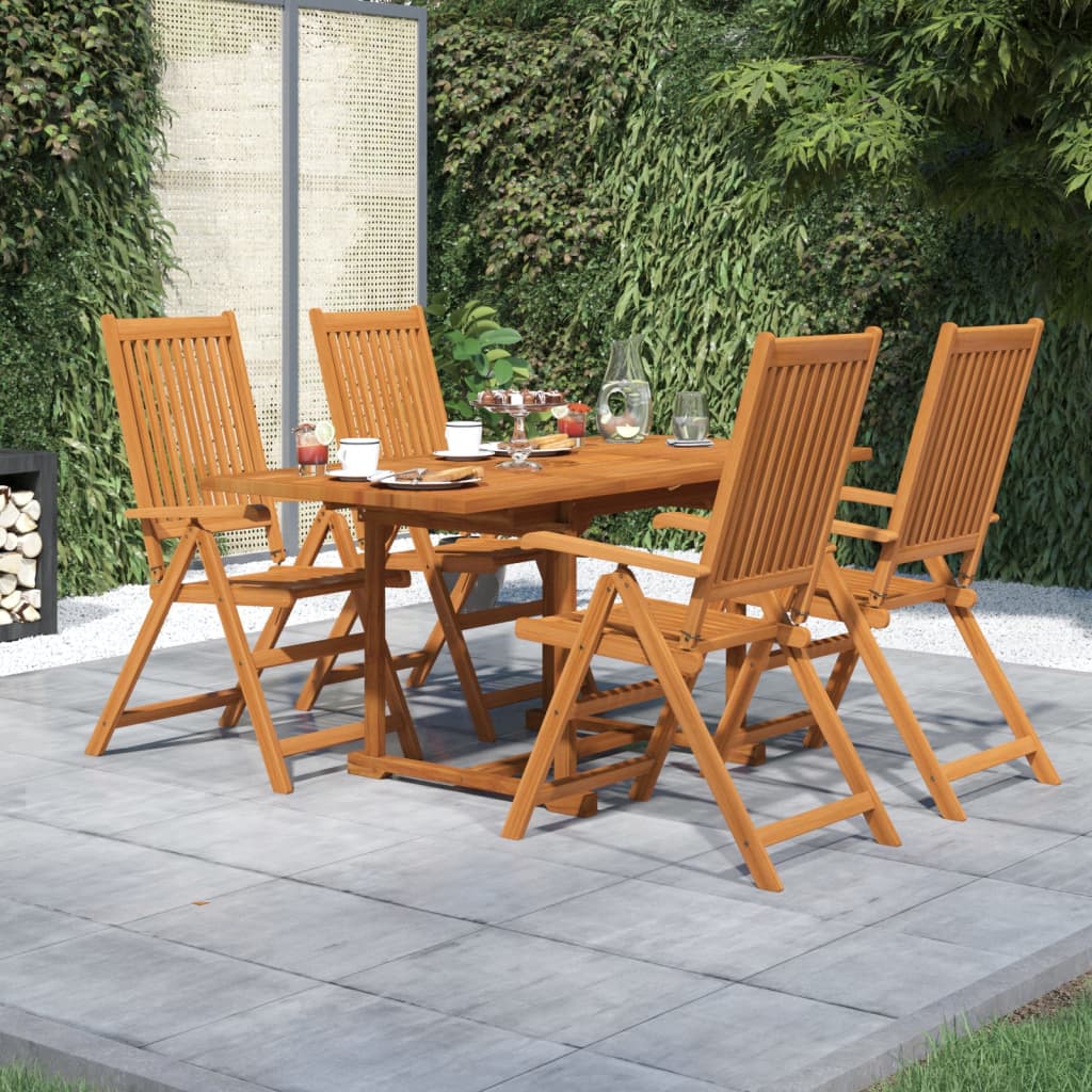 Set Mobili da Pranzo per Giardino 5 pz Legno Massello di Acacia 120-170 cm