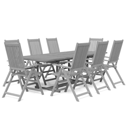Set da Pranzo da Giardino 9 pz Legno Massello di Acacia