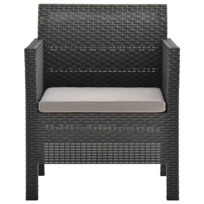 Sedie da Giardino con Cuscini 2 pz in Rattan PP Antracite