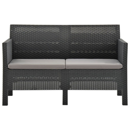 Set Divani da Giardino 3pz con Cuscini in Rattan PP Antracite