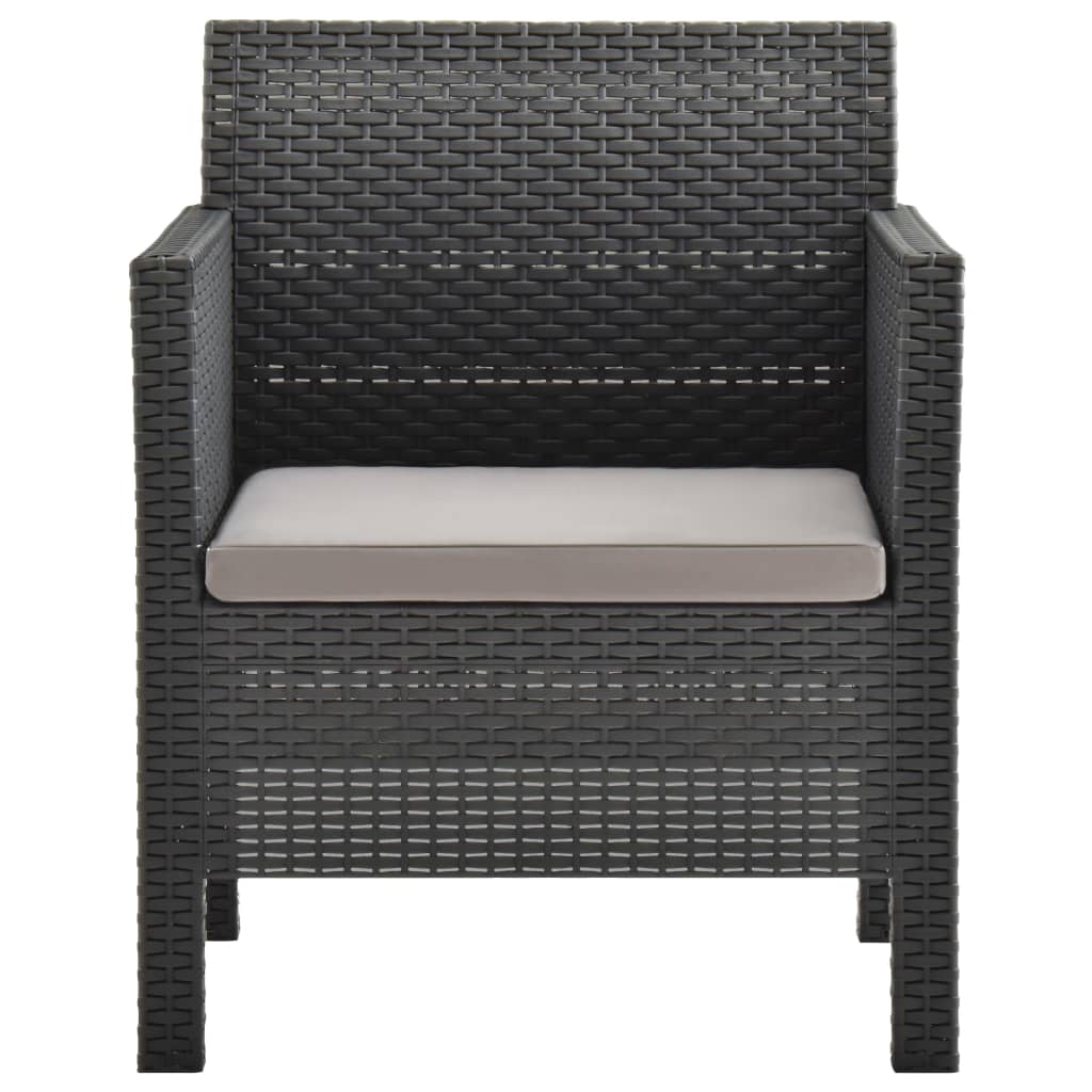 Set Divani da Giardino 3 pz con Cuscini in Rattan PP Antracite