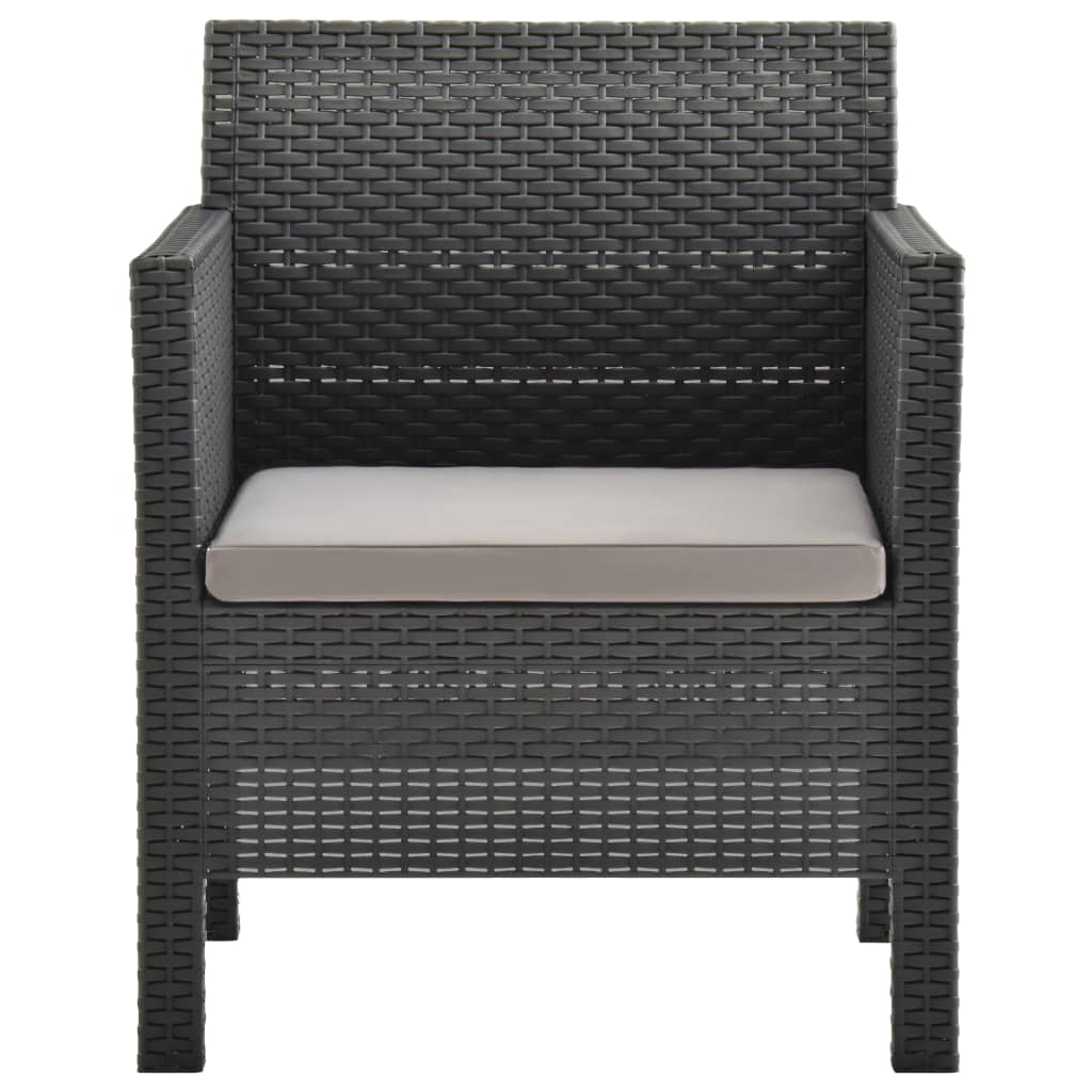 Set Divani da Giardino 3 pz con Cuscini in Rattan PP Antracite
