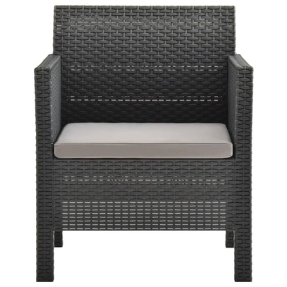 Set Divani da Giardino 3 pz con Cuscini in Rattan PP Antracite