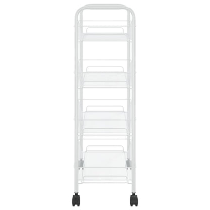 Carrello da Cucina con 4 Ripiani Bianco 46x26x64 cm in Ferro